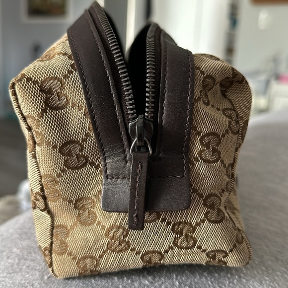 GUCCI Monogram Web Small Cosmetic Case Dark Brown EXCELLENT CONDITION - Picture 7 of 9